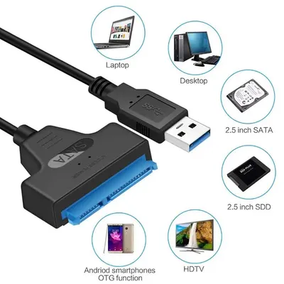 SATA to USB 3.0 / 2.0 케이블 최대 6Gbps 2.5인치 외장 HDD SSD 하드 드라이브 SATA 3 22핀 어댑터 USB 3.0 to SATA III 코드